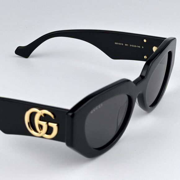 NEW Gucci GG1421S 001 Black Grey Cat Eye Women Sunglasses GG 1421S - Picture 12 of 14